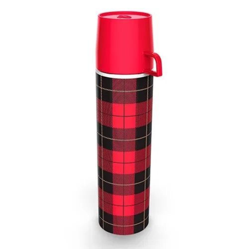 FRED PicNip Flask Retro Thermos Plaid Tartan Print *NEW*
